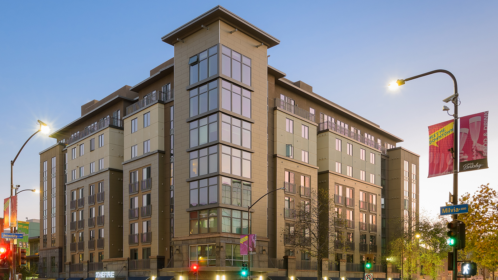 Street view of apartments